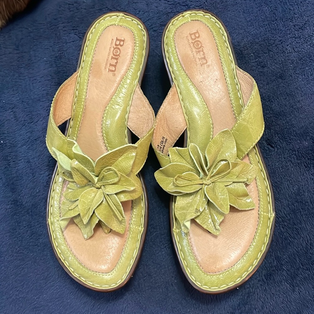 Light green and brown BORN wedges.